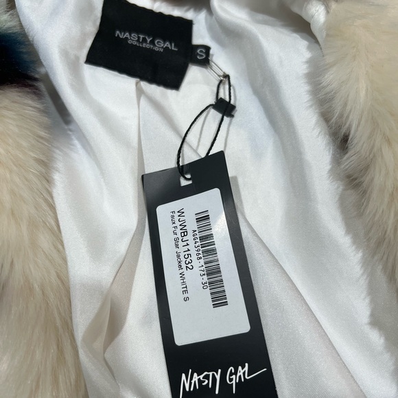 Nasty Gal Star Open Front Faux Fur Jacket Coat Small - Picture 4 of 8